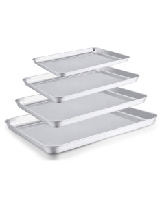 Juego de 4 bandejas para hornear TeamFar de acero inoxidable