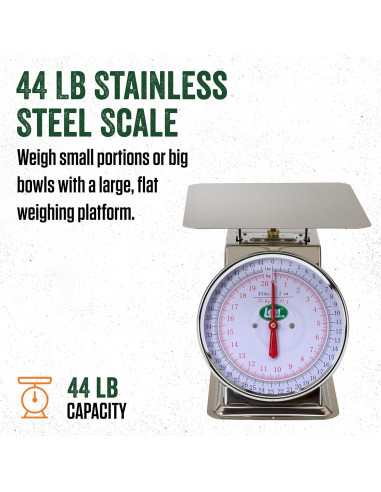 Escala de Acero Inoxidable LEM 20 kg, Dial 20 cm, 24x24 cm