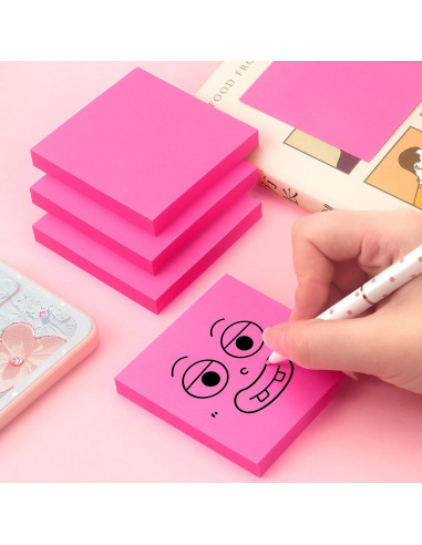 Notas Adhesivas 7.62x7.62 cm Osboo Rojo Rosa 4 Pads 360 Hojas