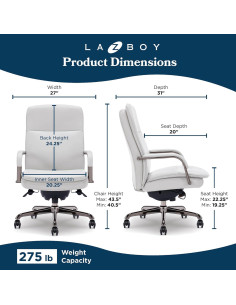 Silla de Oficina Ergonómica La-Z-Boy Opus Gris y Grafito 2