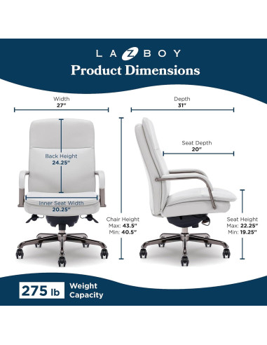 Silla de Oficina Ergonómica La-Z-Boy Opus Gris y Grafito