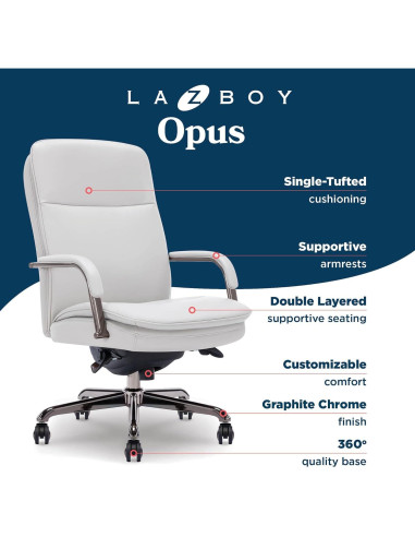Silla de Oficina Ergonómica La-Z-Boy Opus Gris y Grafito