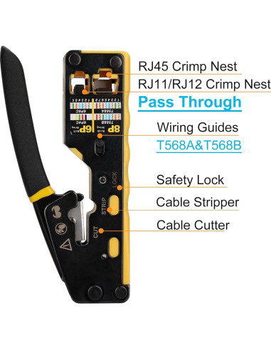 Kit de Crimpado RJ45 Pass Through Solsop con Probador de Cable