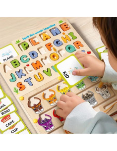 Tablero Educativo de Madera 2 en 1 - Laberinto Magnético y Dibujo 2