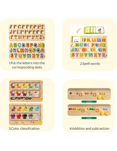 Tablero Educativo de Madera 2 en 1 - Laberinto Magnético y Dibujo