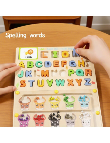 Tablero Educativo de Madera 2 en 1 - Laberinto Magnético y Dibujo