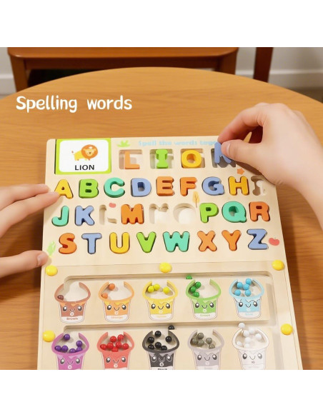 Tablero Educativo de Madera 2 en 1 - Laberinto Magnético y Dibujo