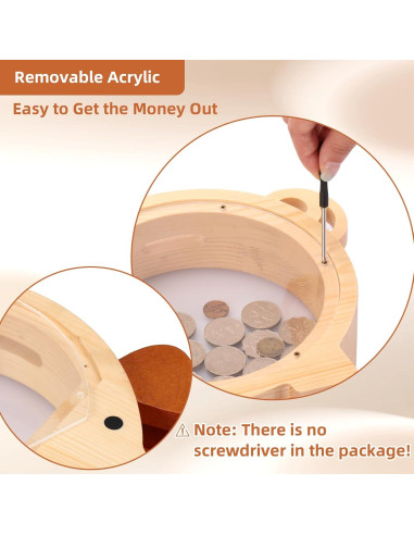 Hucha Infantil QLoztyse de Madera y Acrílico 25x22x6 cm