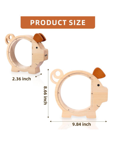 Hucha Infantil QLoztyse de Madera y Acrílico 25x22x6 cm