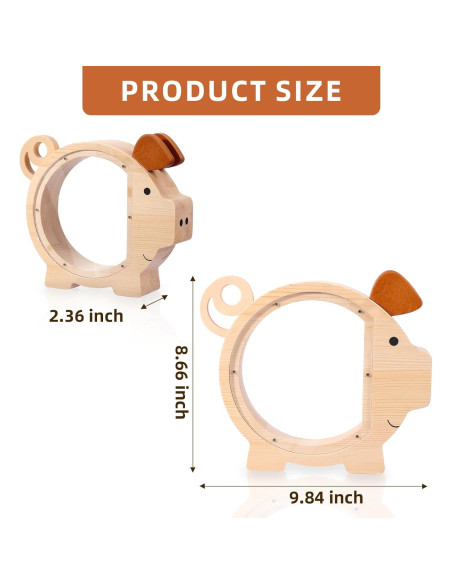 Hucha Infantil QLoztyse de Madera y Acrílico 25x22x6 cm