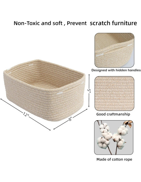 Cestas de Almacenamiento Tejidas XUANGUO 30x20x12 cm - 3 Piezas