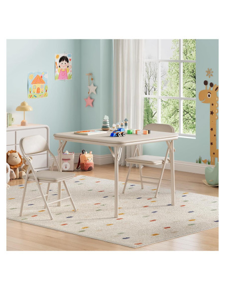 Juego de Mesa y Sillas Plegables GarveeHome 3 Piezas Beige