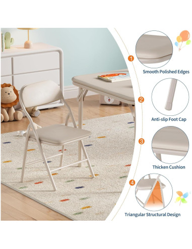 Juego de Mesa y Sillas Plegables GarveeHome 3 Piezas Beige