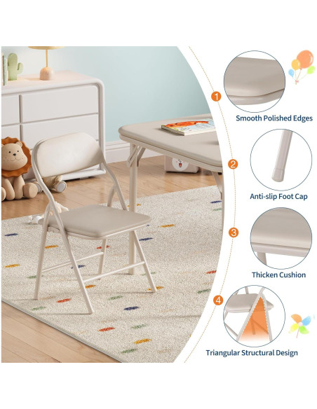 Juego de Mesa y Sillas Plegables GarveeHome 3 Piezas Beige