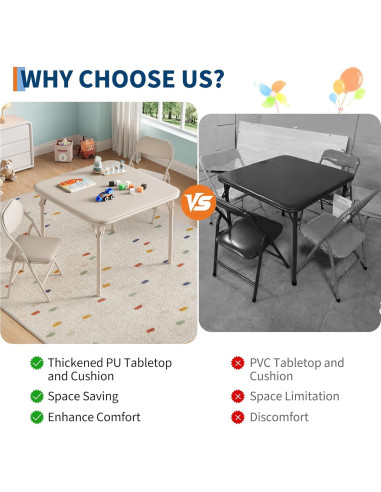 Juego de Mesa y Sillas Plegables GarveeHome 3 Piezas Beige