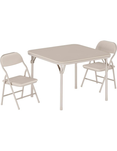 Juego de Mesa y Sillas Plegables GarveeHome 3 Piezas Beige