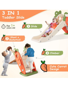 Tobogán Plegable BIERUM para Niños 3 en 1 con Aro Naranja 2