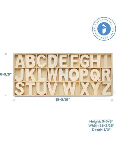 Bandeja de Letras de Madera ABC Woodpeckers 104 Piezas