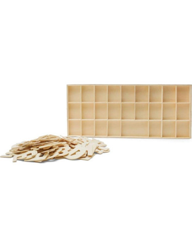 Bandeja de Letras de Madera ABC Woodpeckers 104 Piezas