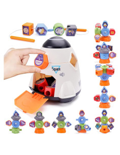 Juguete Montessori Nave Espacial 14 Bloques Enhebrar 2-4 Años