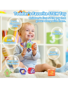 Juguete Montessori Nave Espacial 14 Bloques Enhebrar 2-4 Años 2