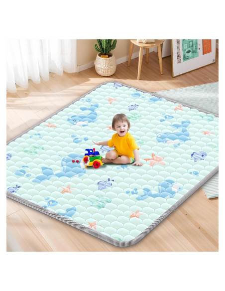 Alfombra de Juego Acolchada Deeteck 180x150 cm Verde Oceánico