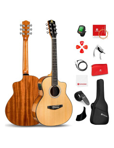 Guitarra Acústica Eléctrica Vangoa 36" Natural 3/4 para Principiantes