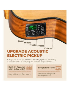 Guitarra Acústica Eléctrica Vangoa 36" Natural 3/4 para Principiantes 2
