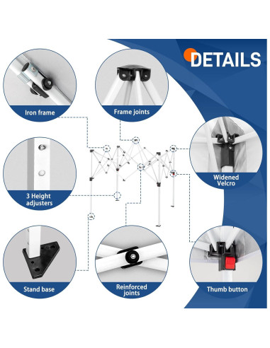 Carpa Plegable Impermeable Gearvato 3x3m Azul para Eventos