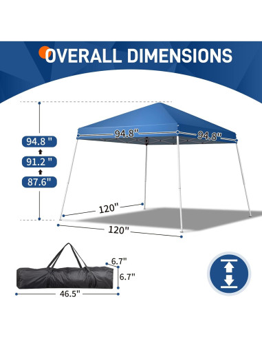Carpa Plegable Impermeable Gearvato 3x3m Azul para Eventos