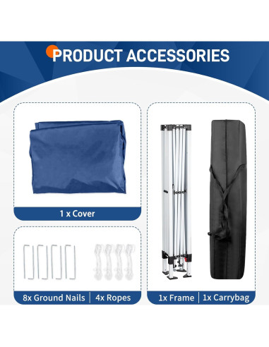 Carpa Plegable Impermeable Gearvato 3x3m Azul para Eventos