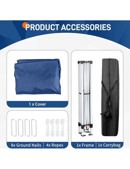 Carpa Plegable Impermeable Gearvato 3x3m Azul para Eventos