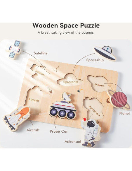 Rompecabezas de Madera Chunky 3 Paquetes Océano y Espacio