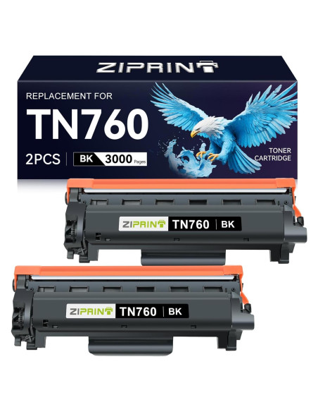 Cartuchos de Tóner ZIPRINT TN760 Compatible para Brother - 2 Paquete