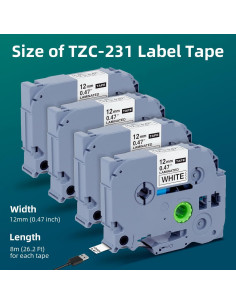 Cinta de Etiqueta Laminada LFPERT 12mm Blanca - Paquete de 4 2