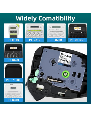 Cinta de Etiqueta Laminada LFPERT 12mm Blanca - Paquete de 4