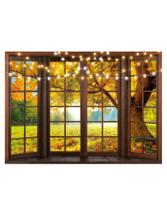 Fondo de Ventana Otoño 2.1x1.5m XEYSM Vinilo Decorativo