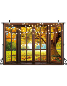 Fondo de Ventana Otoño 2.1x1.5m XEYSM Vinilo Decorativo 2