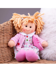 Muñeca de trapo Poppy Bigjigs 28cm para bebés 1 año 2