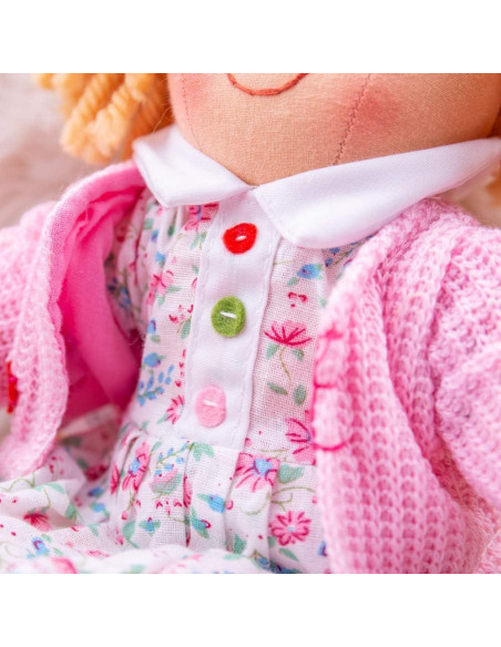 Muñeca de trapo Poppy Bigjigs 28cm para bebés 1 año