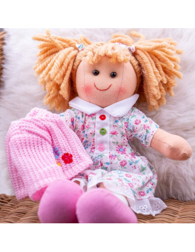 Muñeca de trapo Poppy Bigjigs 28cm para bebés 1 año