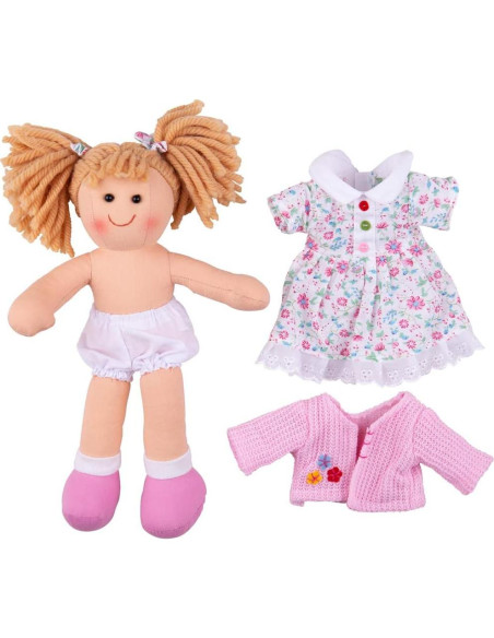 Muñeca de trapo Poppy Bigjigs 28cm para bebés 1 año