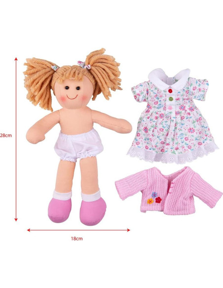 Muñeca de trapo Poppy Bigjigs 28cm para bebés 1 año