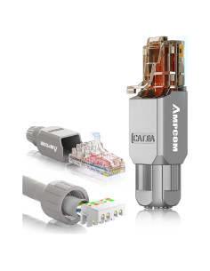 Conector RJ45 Cat6A AMPCOM Gris Paquete de 12 Sin Herramientas
