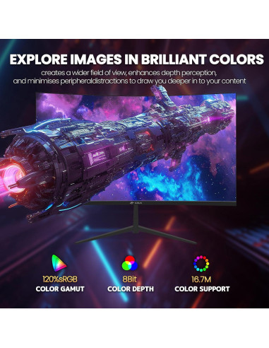 Monitor Curvo CRUA 32" FHD 200Hz VA 1800R HDMI DP Negro