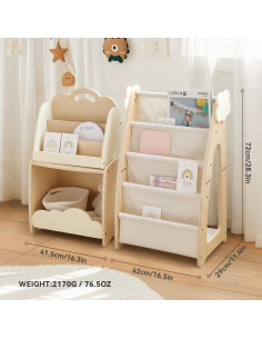 Estantería Modular para Niños Bopoobo 3 Piezas Madera Natural 2