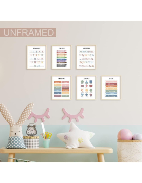 Conjunto de 6 Pósteres Educativos UNXIS para Preescolar 20.32x25.4cm