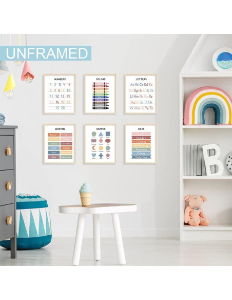 Conjunto de 6 Pósteres Educativos UNXIS para Preescolar 20.32x25.4cm