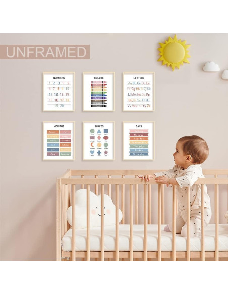 Conjunto de 6 Pósteres Educativos UNXIS para Preescolar 20.32x25.4cm