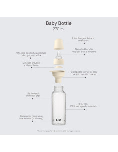 Biberón Anticólico BIBS 270 ml Silicona Libre BPA Marfil 2
